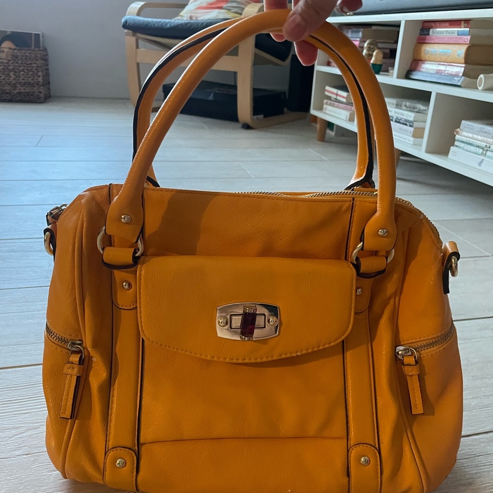 USED Bright Yellow Merona/Target Satchel with handles and detachable strap